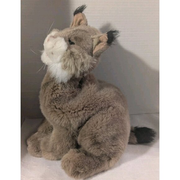 Folkmanis Sitting Bobcat Puppet Plush Realistic Full Body Hand Green Eyes 15" - Picture 4 of 16